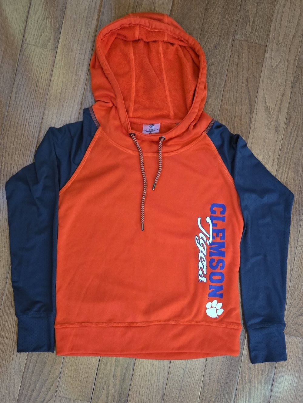 Colosseum Orange Hooded Pullover with Navy-Orange Drawcord